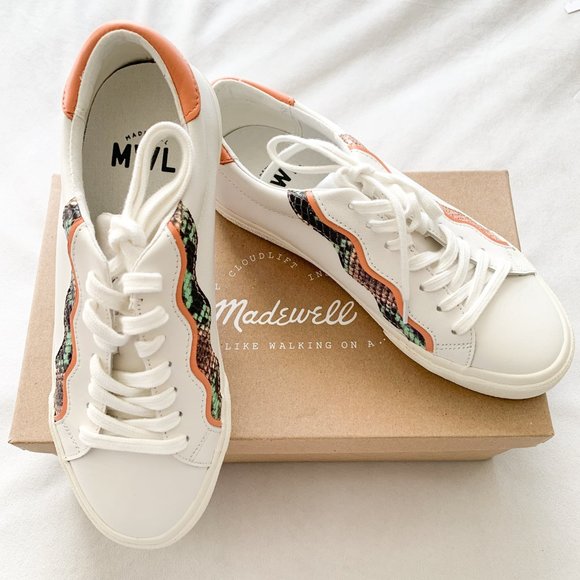 Madewell Sidewalk Low-Top Sneakers in Snake Embossed Leather: Wave Edition - Picture 1 of 5